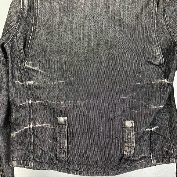 Ralph Lauren Moto Jean Jacket in Distressed Black Denim w/ Zipper Pockets XS - Picture 10 of 16